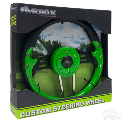Aviator 4 Lime Green Grip/Black Spokes Steering Wheel