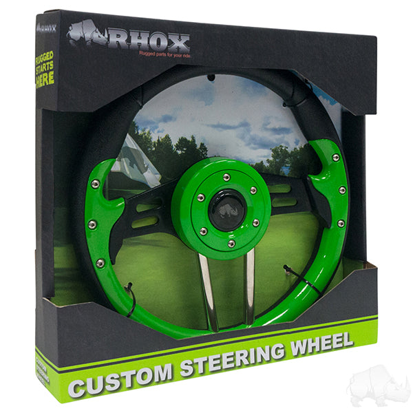Aviator 4 Lime Green Grip/Black Spokes Steering Wheel