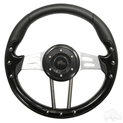 Aviator 4 Black Grip/Brushed Aluminum Spokes Steering Wheel