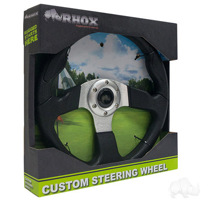 Steering Wheel, Formula GT Black Grip/Brushed Aluminum Spokes