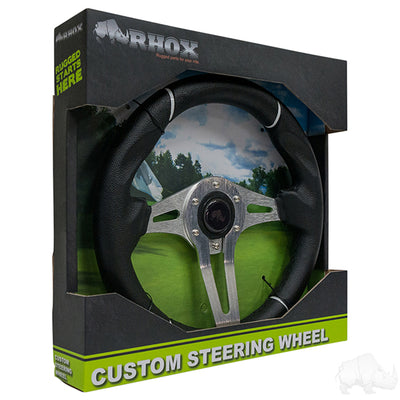 Challenger Black Grip/Brushed Aluminum Spokes Steering Wheel