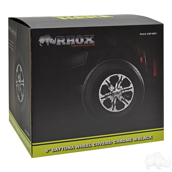 8" Daytona Chrome/Black Wheel Cover (Set of 4)