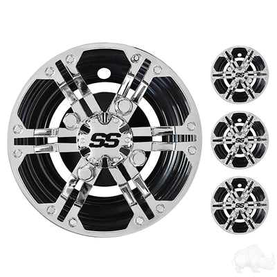 8" Daytona Chrome/Black Wheel Cover (Set of 4)