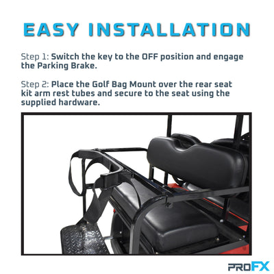 ProFX Golf Club Bag Attachment for Golf Cart Rear Flip Seat Kits with 1" Square Tubing
