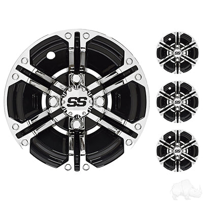 Wheel Cover, Set of 4, 10" Daytona Chrome with Black