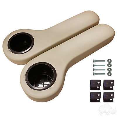 Arm Rest Set with Cup Holder, for Rear Seat Kits - Stone