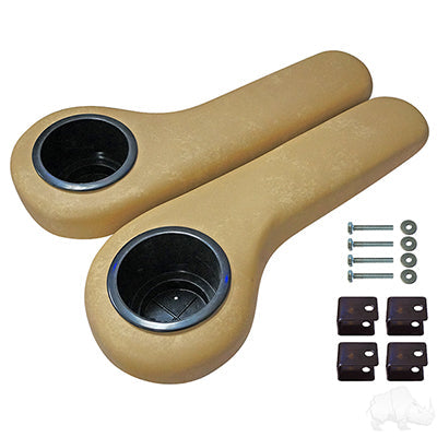 Arm Rest Set with Cup Holder, for Rear Seat Kits - Tan