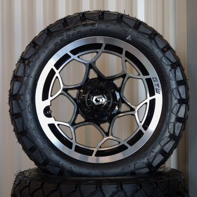 14" Nexus Gloss Black/Silver with 22" Timberwolf A/T (SET OF 4)