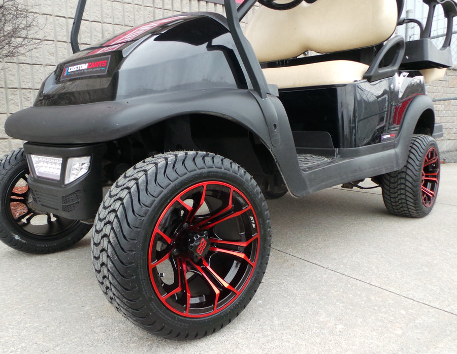 Set of 4 - GTW® 12″  Red/Black Spyder Wheel on Low Pro Mamba