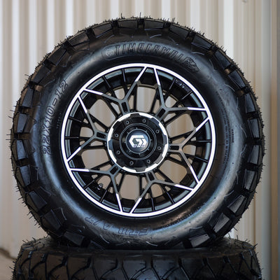 12” GTW Stellar Machined/Black with 22" Timberwolf A/T (Set of 4)