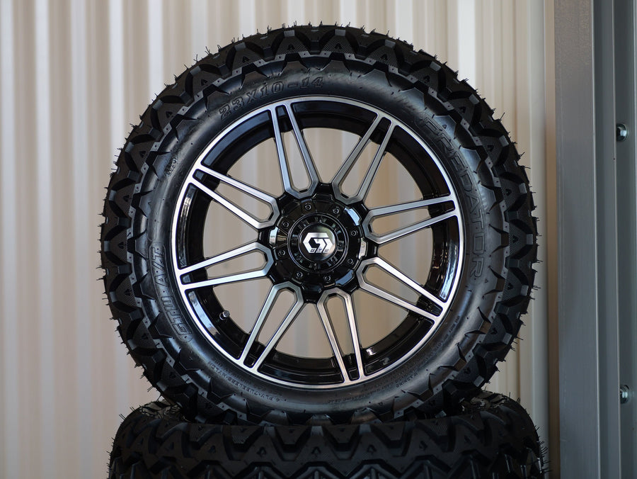 14" Stealth Machined/Black with 23" Predator (SET OF 4)