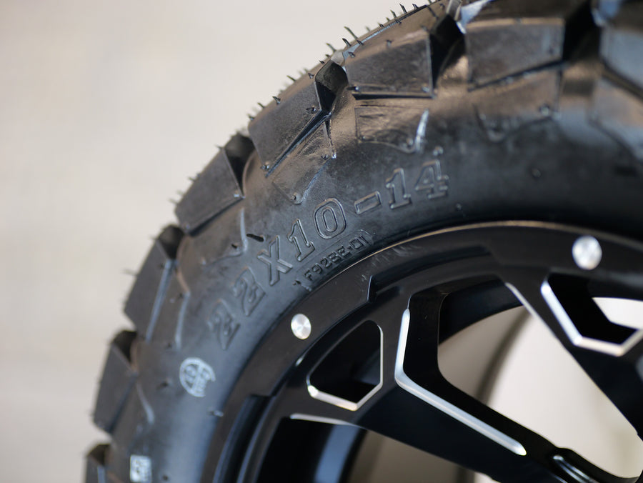 14" Raven Matte Grey with 22" Timberwolf A/T (SET OF 4)