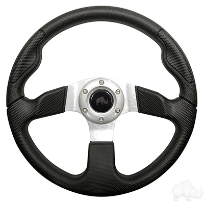 Steering Wheel, Formula GT Black Grip/Brushed Aluminum Spokes