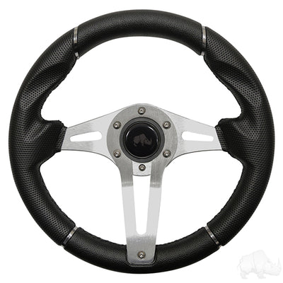 Challenger Black Grip/Brushed Aluminum Spokes Steering Wheel