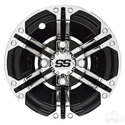 Wheel Cover, SET OF 4, 10" Daytona Chrome with Black