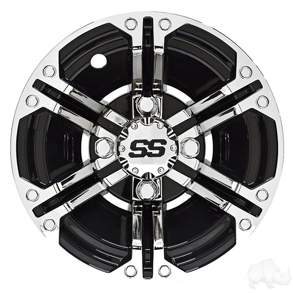 Wheel Cover, SET OF 4, 10" Daytona Chrome with Black