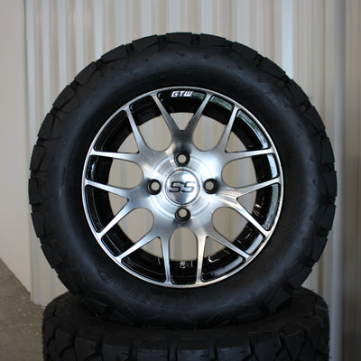 12" Pursuit Silver/Black with 22" Timberwolf A/T (Set of 4)