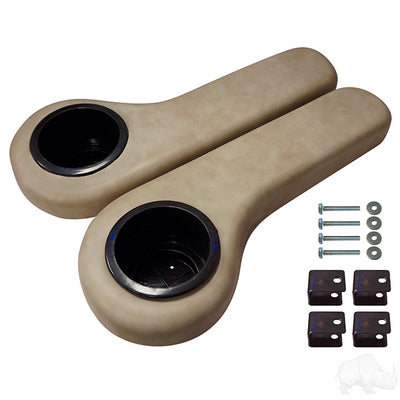 Rear Seat Kit Arm Rest Set with Cup Holder, Stone Beige