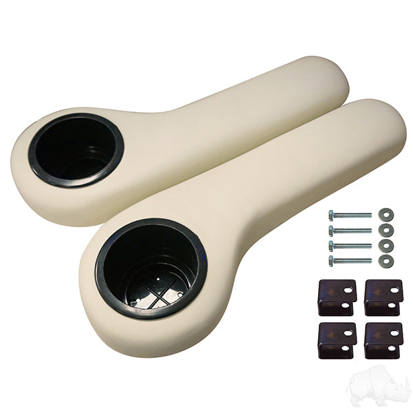Rear Seat Kit Arm Rest Set with Cup Holder, White
