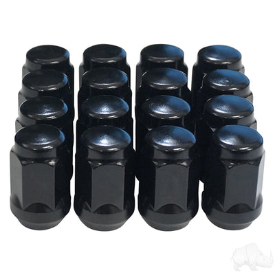 TIR-940S- Lug Nut, BOX OF 16, Gloss Black Closed End Metric 12mm-1.25, OD 3/4"