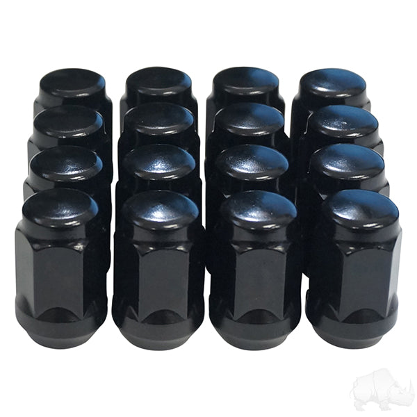 TIR-940S- Lug Nut, BOX OF 16, Gloss Black Closed End Metric 12mm-1.25, OD 3/4"