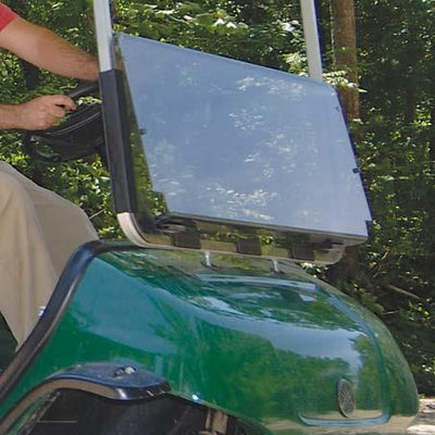Clear Yamaha Folding Windshield 3/16 inch Thick Acrylic With Aftermarket Tops (Models G29/Drive)