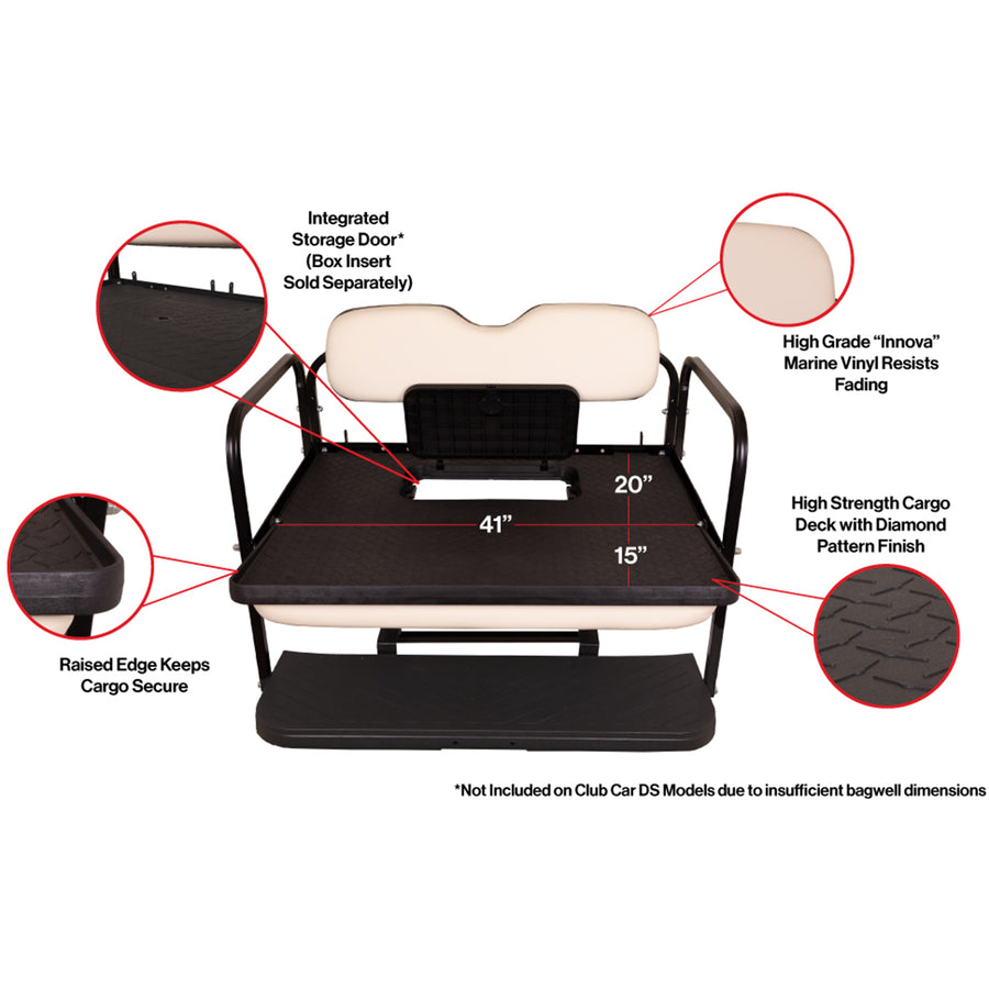 GTW® MACH3 Rear Flip Seat Yamaha Drive2 (Years 2017-Up) - Stone